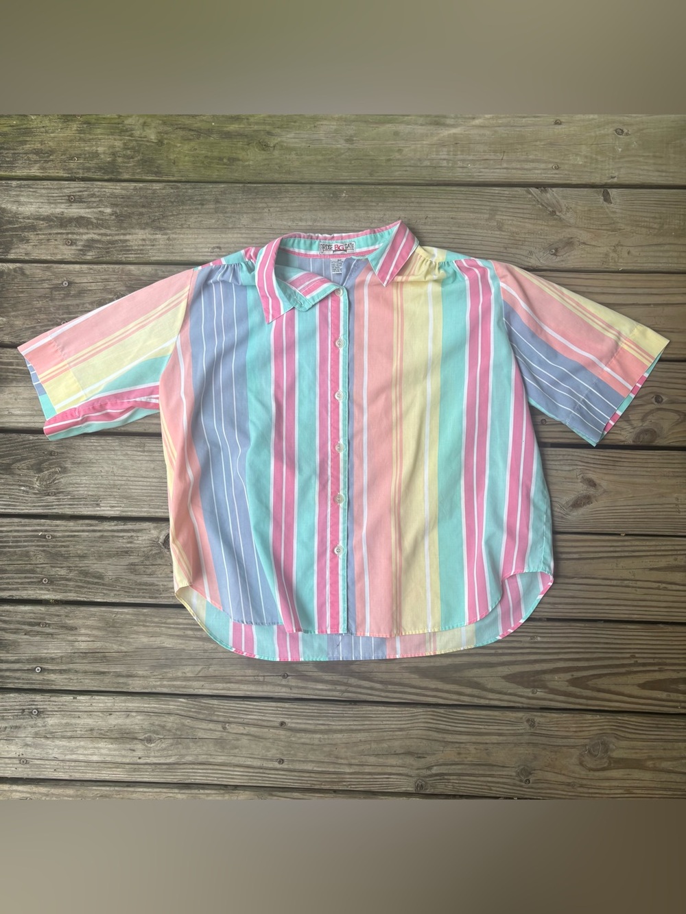 VTG ‘80s Bridge Gate Oversized Pastel Striped Shirt